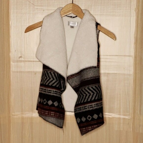 Say What Girls Southwestern Wool Blend Vest Sherpa Lining Small - Picture 1 of 6